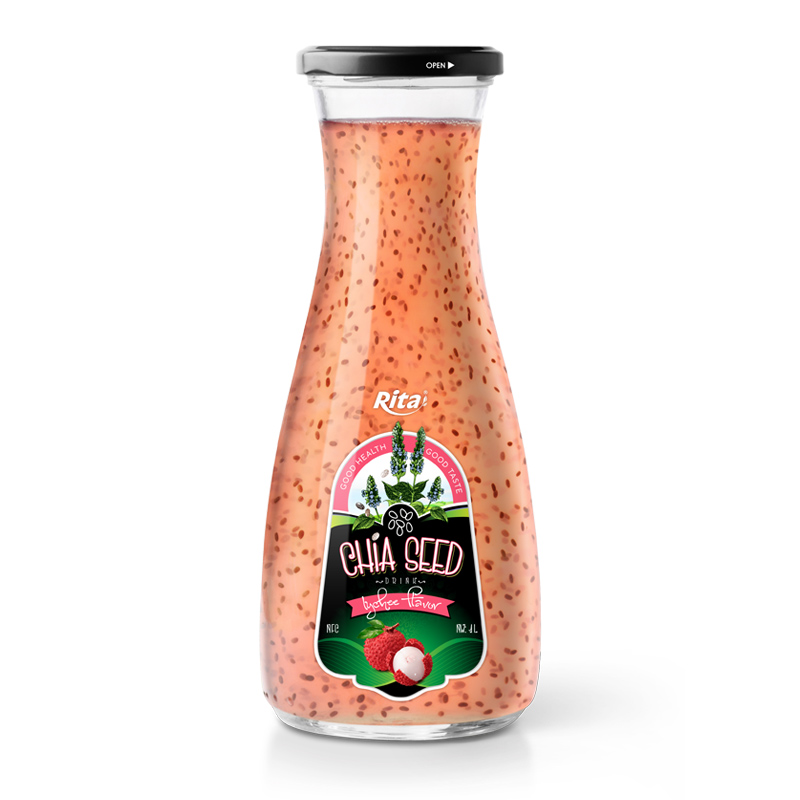 Chia Seed 1L Glass Bottle Lychee