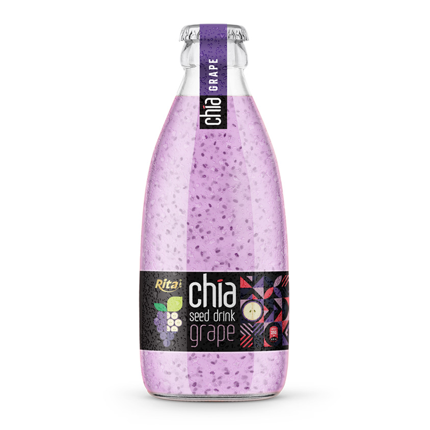 250ml glass bottle Chia seed drink with grape flavor RITA brand