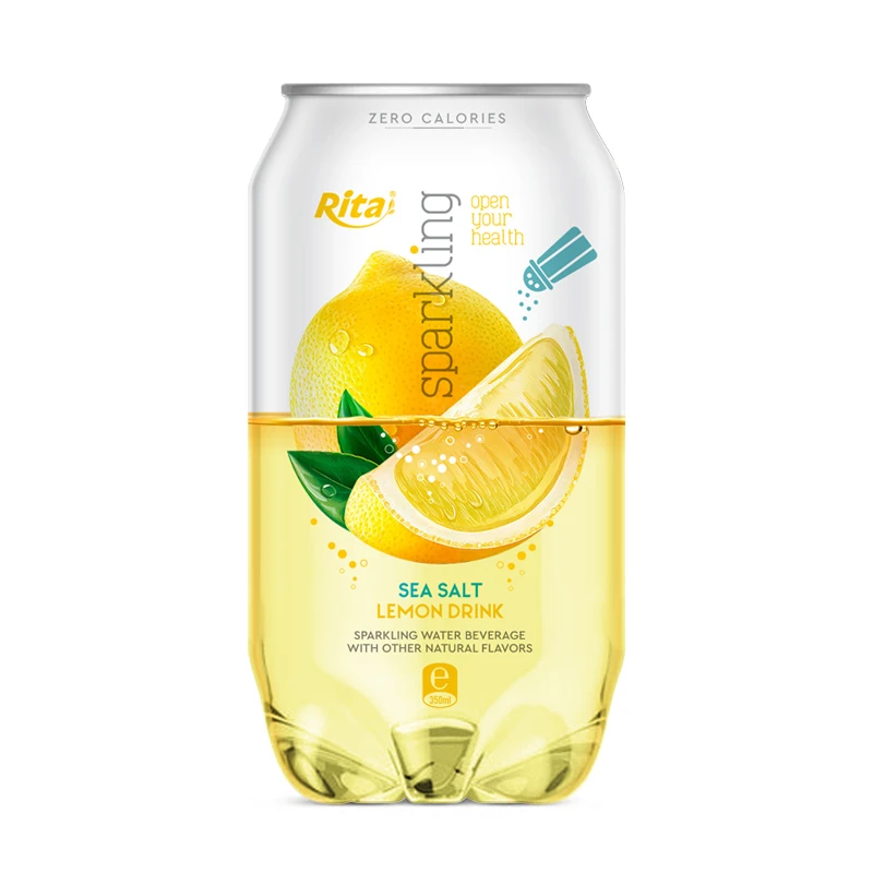 Carbonated Drink Sparkling Water With Sea Salt Lemon Flavor 350ml Can