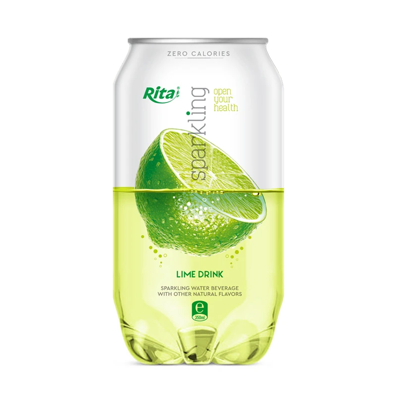 Carbonated Drink Sparkling Water With Lime Flavor 350ml Can Rita Brand