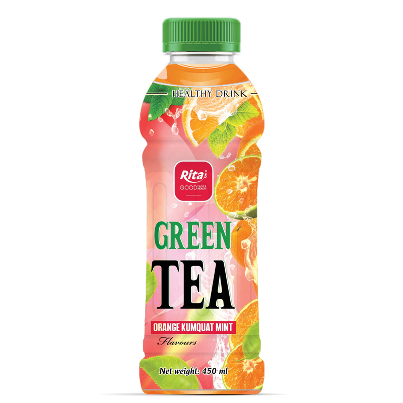 450ml bottle best green tea drink mix orange kumquat mint flavours