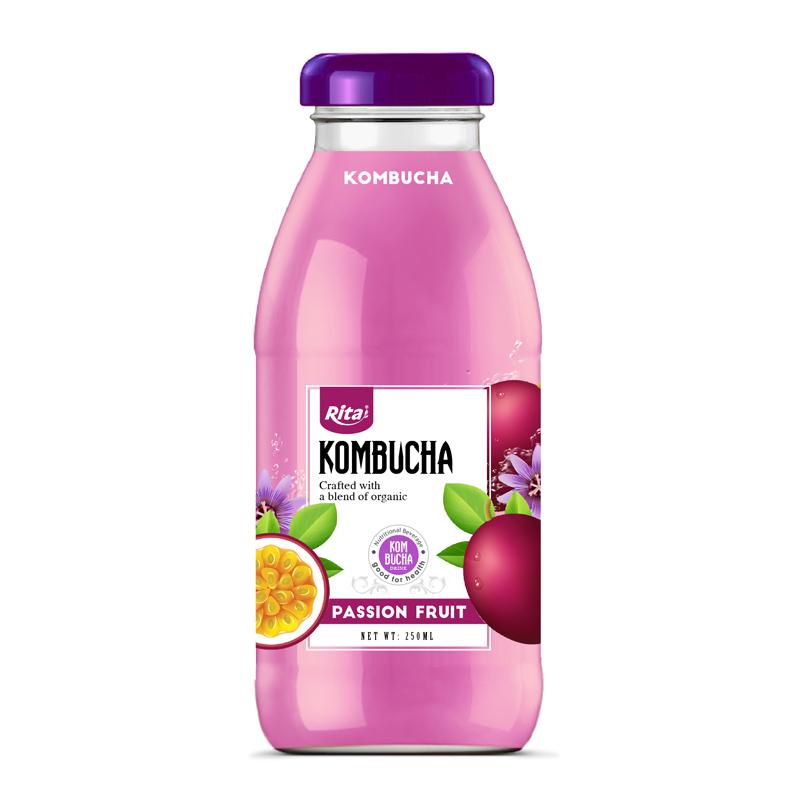 kombucha passion fruit 250ml Glass Bottle