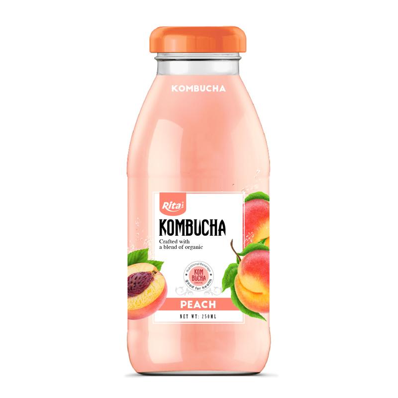 kombucha peach 250ml Glass Bottle