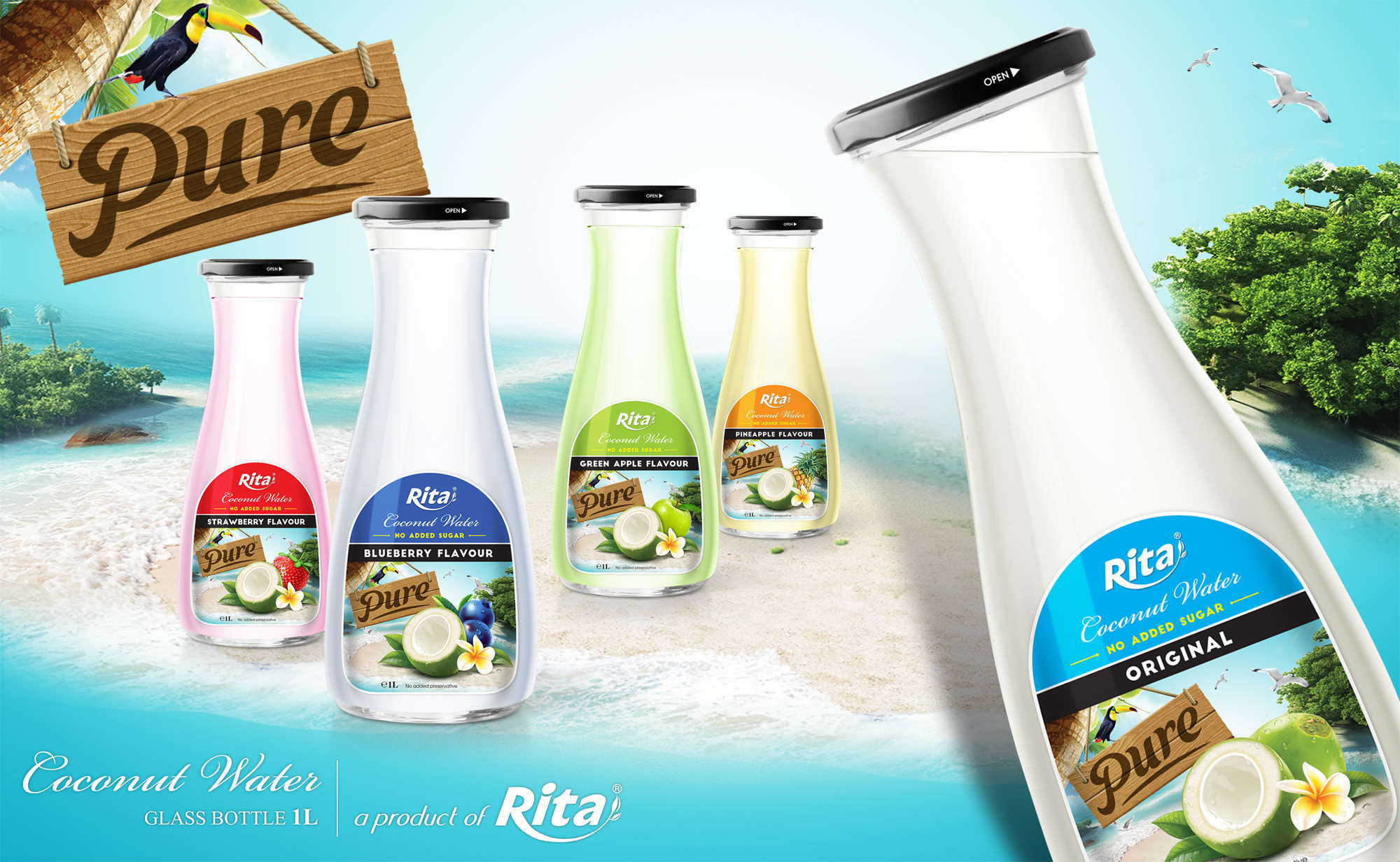   Coconut water 1L Glass bottle