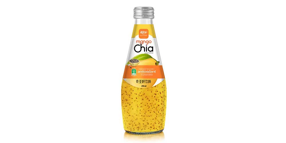 Supplier 290ml Glass Bottle Mango Flavor Chia Seed Drink 
