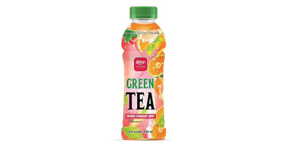 Wholesale Green Tea Orange Kumquat Mint 450ml Pet Bottle