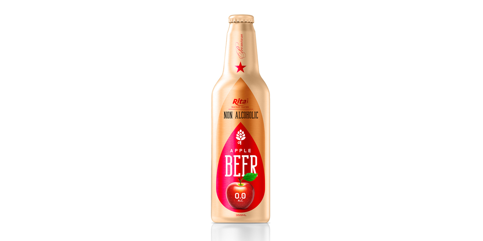 Aluminum Bottle 355ml Apple Beer Non Alcoholic