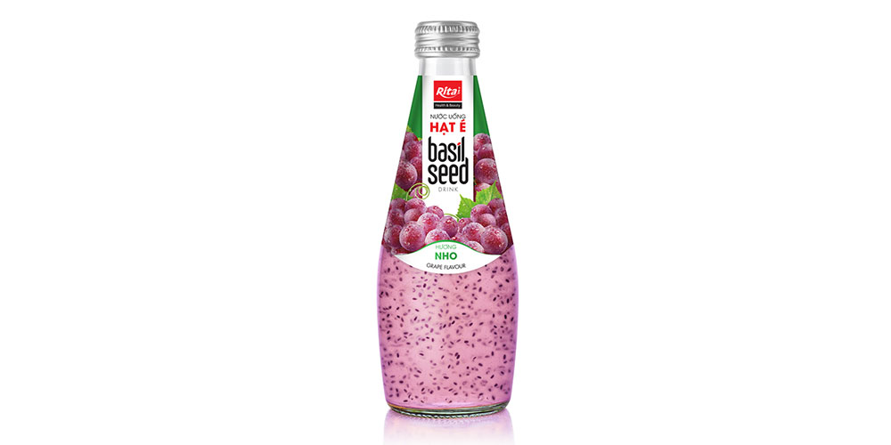 Supplier Basil Seed Drink Grape Flavor 290ml Glass Bottle