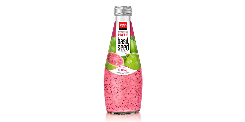 Supplier Basil Seed Drink 290ml Glass Bottle Guava Flavor 