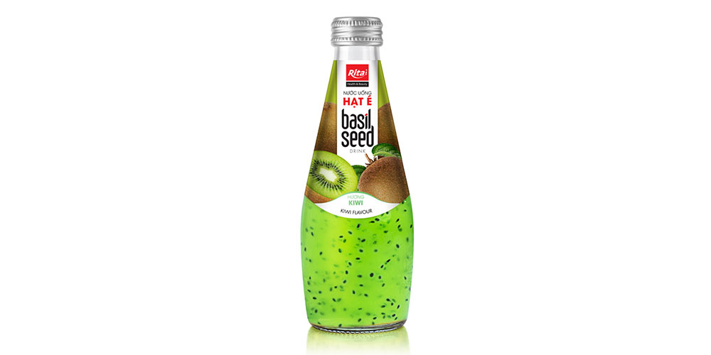 Kiwi Flavor 290ml Glass Bottle Basil Seed Drink