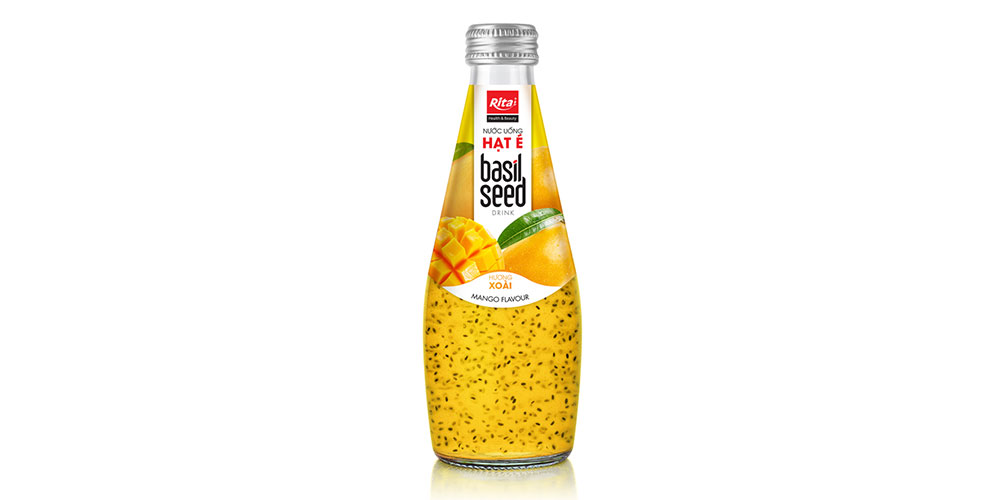 Tropical Taste Mango Flavor Basil Seed Drink 290ml Glass Bottle