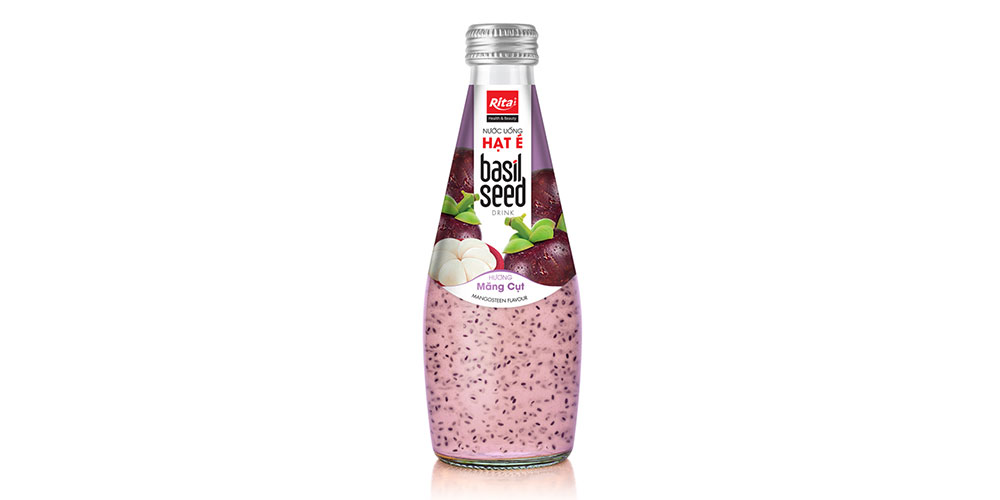 Customize Label Mangosteen Flavor Basil Seed Drink 