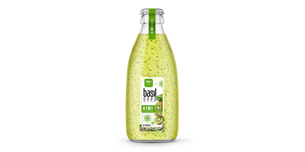 Basil Seed Drink With Kiwi Flavor 250ml Glass Bottle