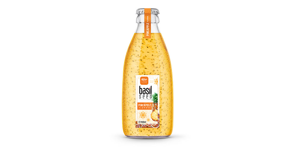 Basil Seed Drink With Pineapple Flavor 250ml Glass Bottle