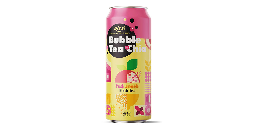 OEM Bubble Tea Peach Lemonade 490ml Can