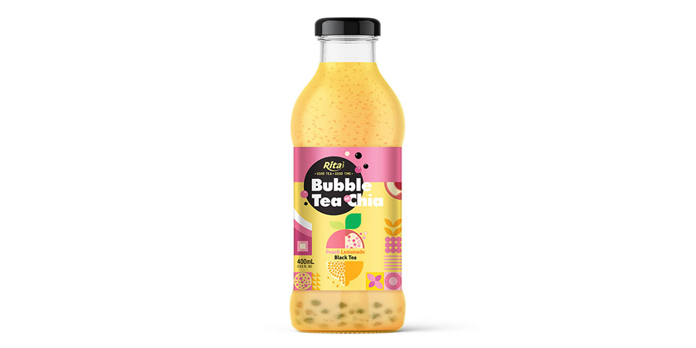 Bubble Tea With Chia Seed Peach Lemonade 