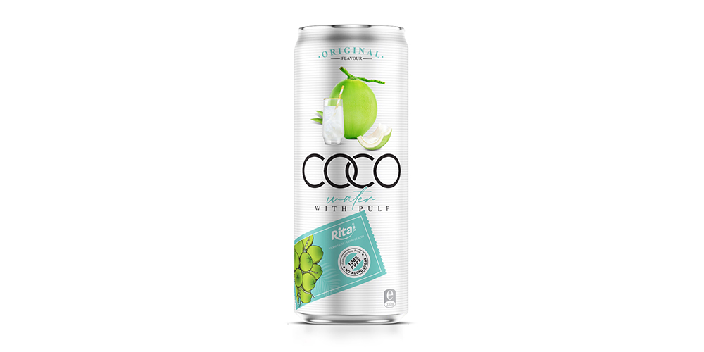 Coconut Water Original Flavor With Pulp 330ml Can Rita Brand 