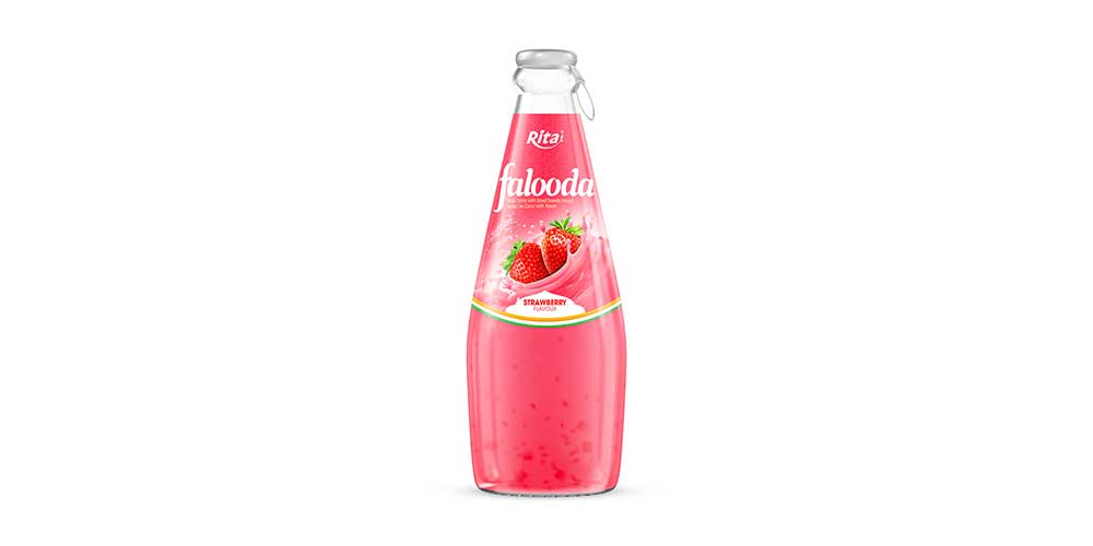 Wholesale 290ml Glass Bottle Falooda Strawberry Flavor