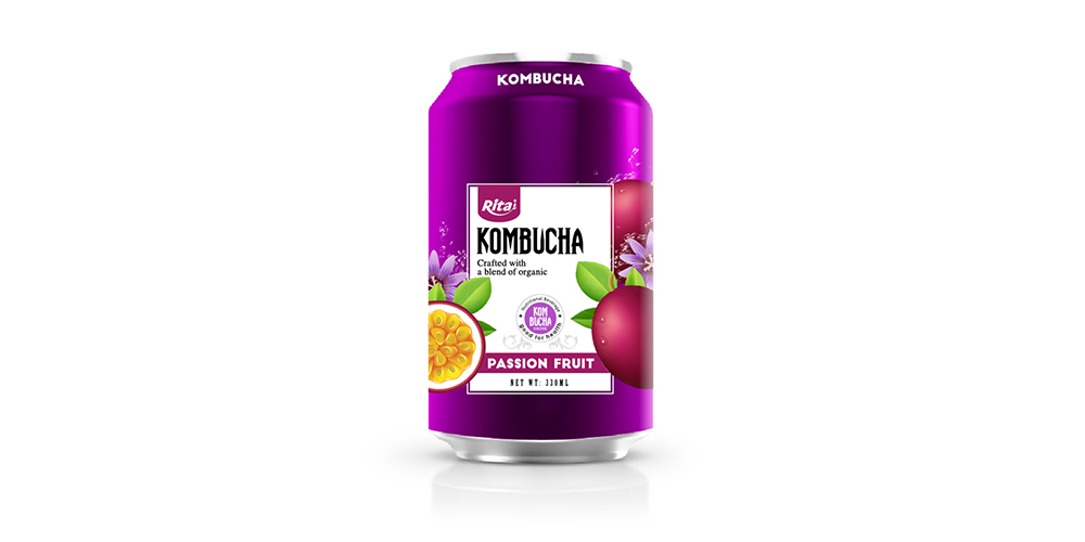 Kombucha Tea With Passion Fruit Juice 330ml Can Rita Brand