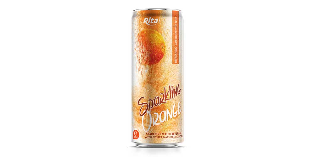 Sparkling Water Mix Orange Flavor 320ml Sleek Can