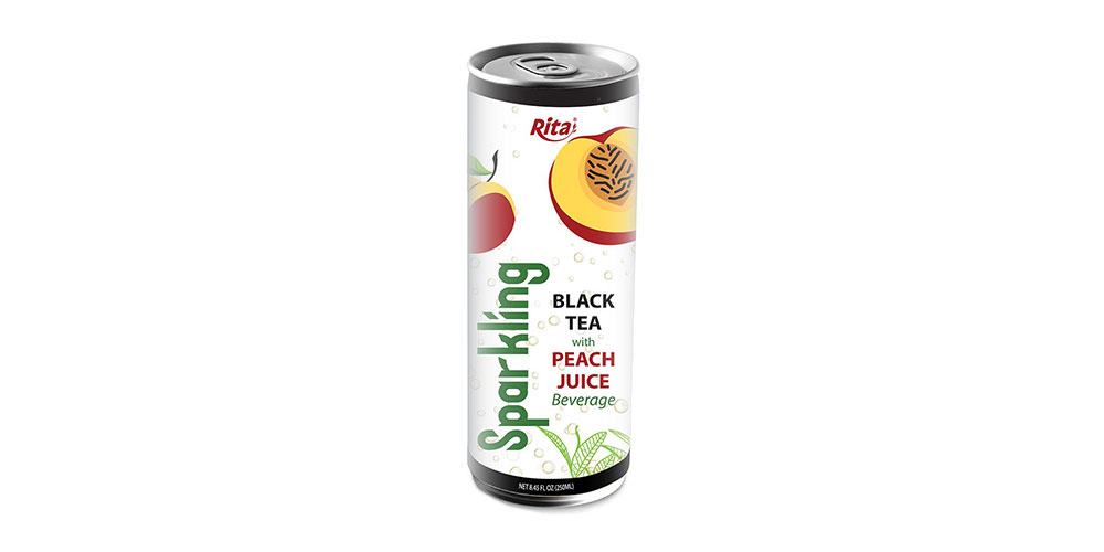 Sparkling Black Tea With Peach Juice 250ml Can