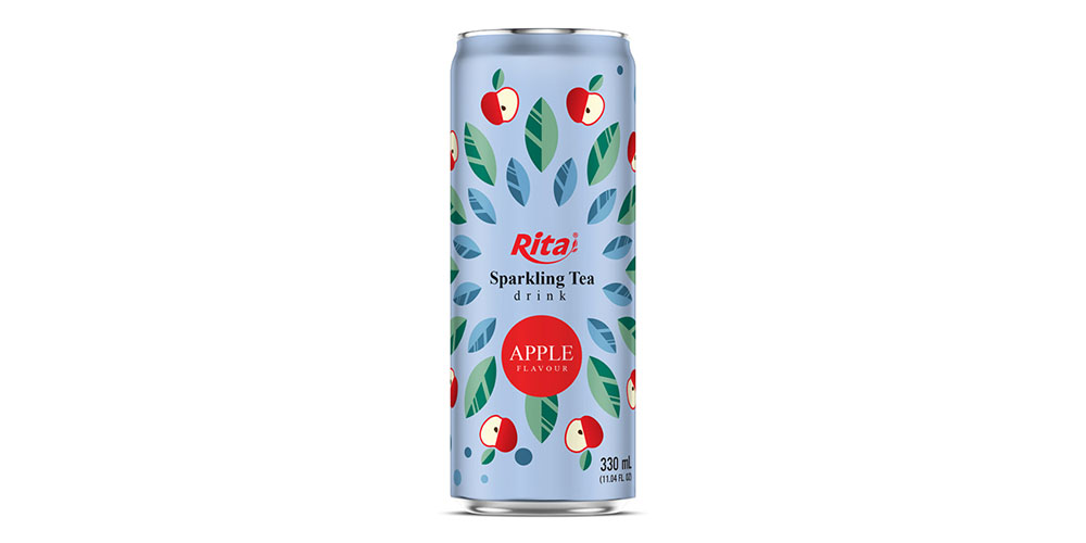 Sparkling Tea Drink Apple Flavor 330ml Sleek Can