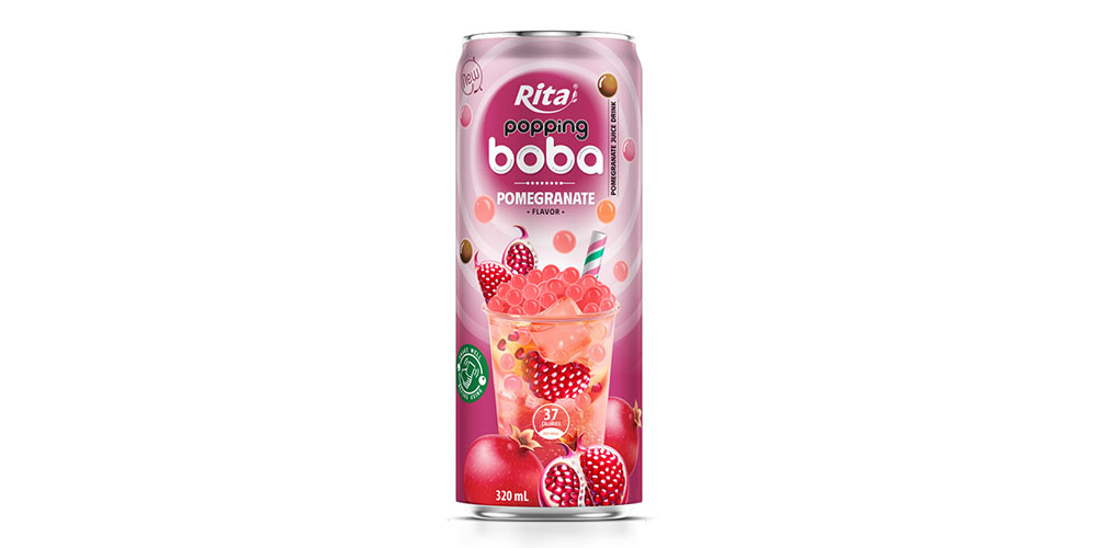 Best Flavor 320 Slim Can Popping Boba Tea Pomegranate Flavor