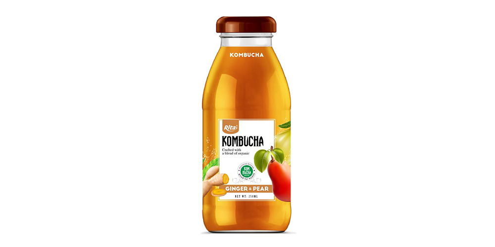 Kombucha Tea With Ginger And Pear 250ml Glass Bottle Rita Brand